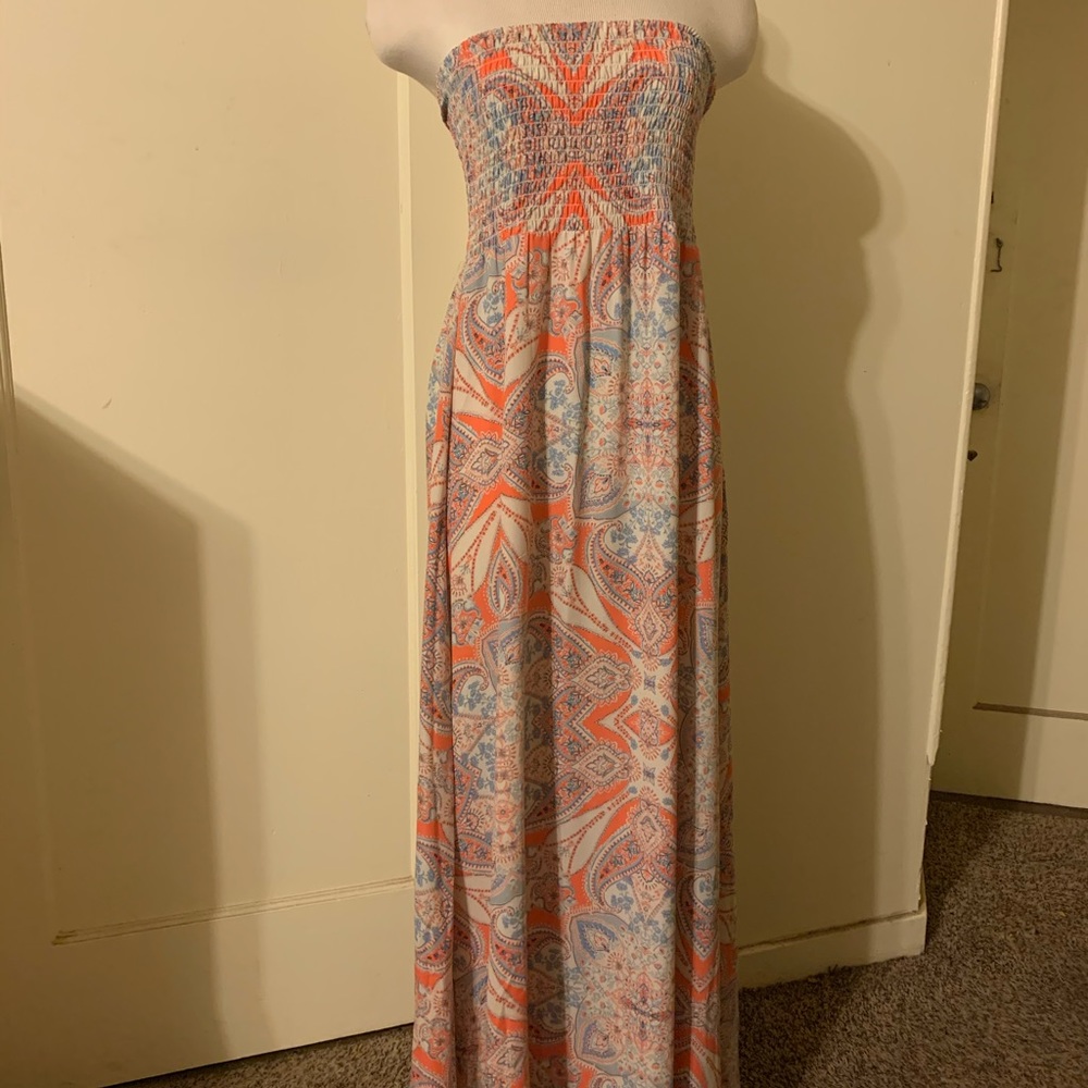 Nicole Miller Strapless Smocked-Bodice Maxi Dress